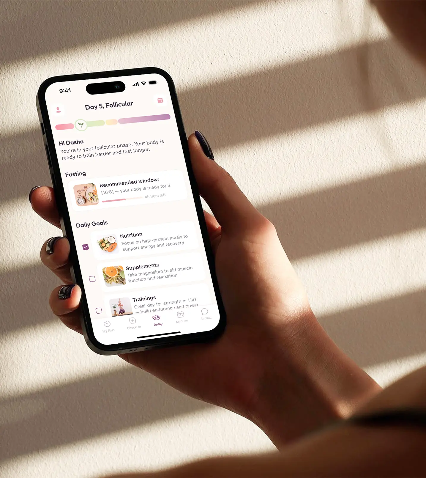 FemFast - A mobile wellness app designed to help women align their fasting routines with their hormonal cycle.