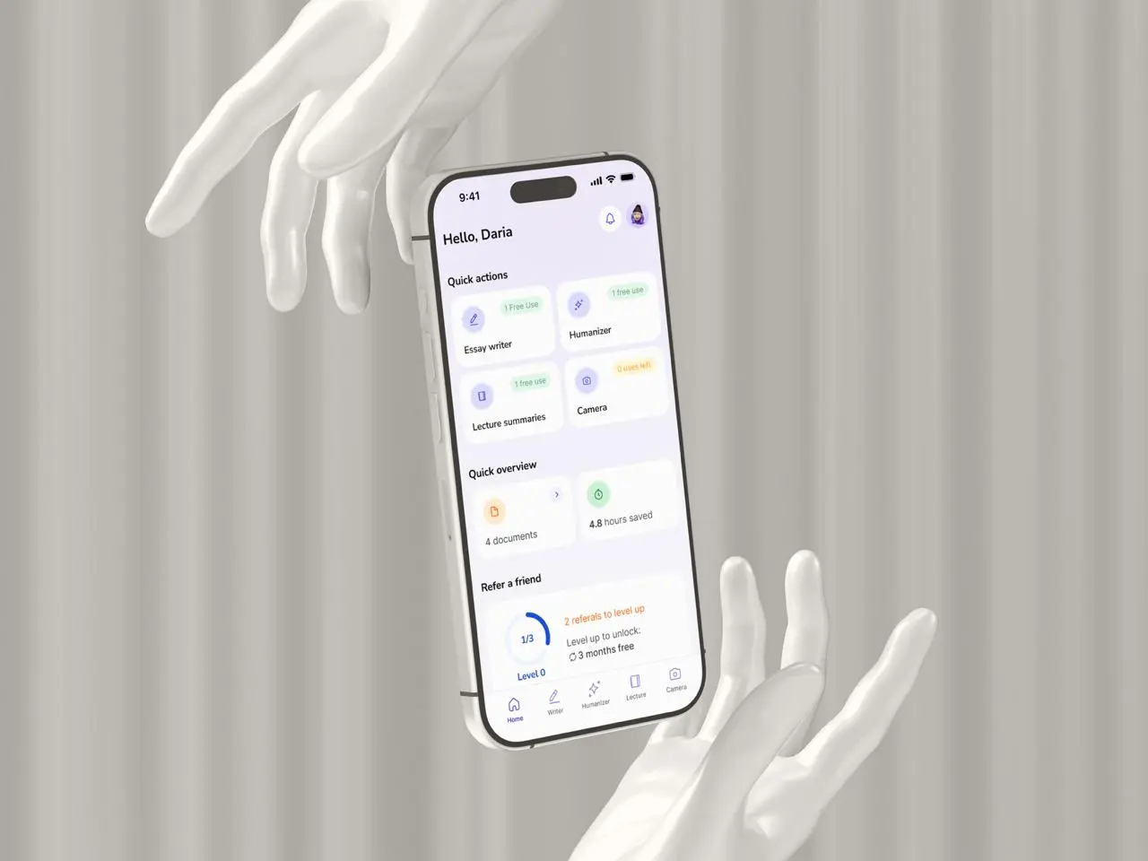 Stealth Writer - An AI-powered educational app designed to help students write essays, solve problems, and master their coursework faster.